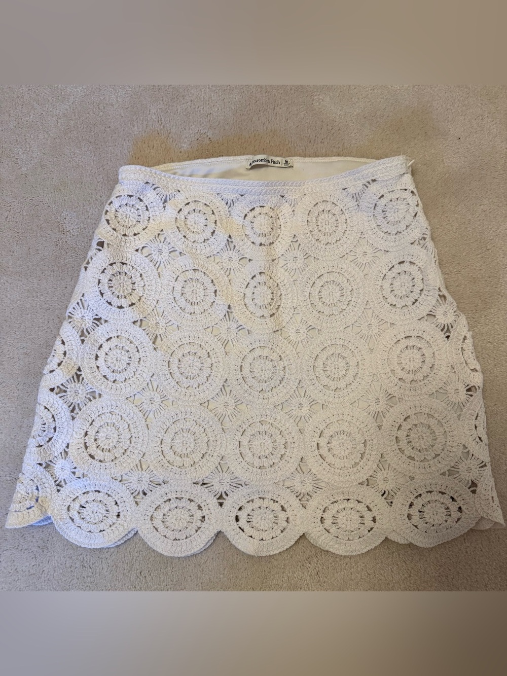 Abercrombie White Crochet Mini Skirt (worn)